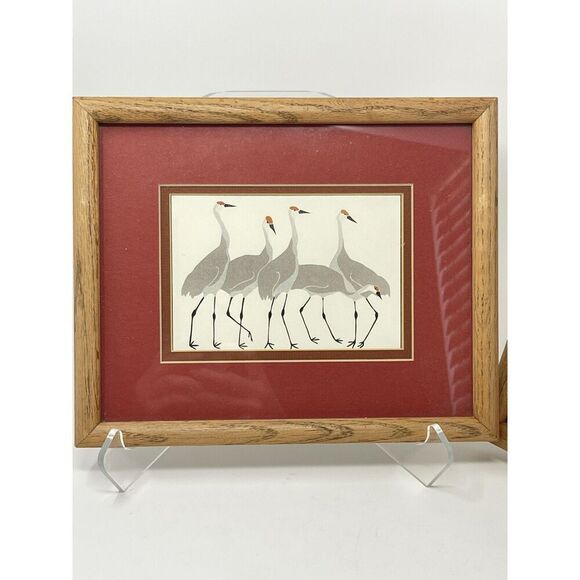Framed Vintage Waterfowl Bird Prints Ducks And Cranes One Signed W Morgan - Picture 2 of 9